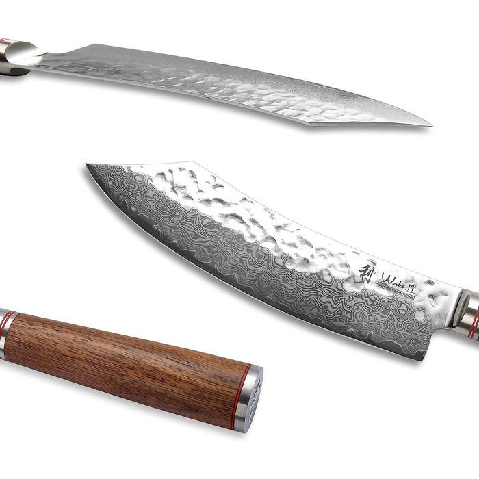 Профессиональный поварской нож из настоящей дамасской стали и рукояткой из оливкового дерева 20 см Wakoli