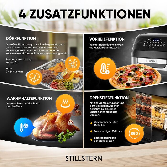 Фритюрница многофункциональная 12 л 1800 Вт Black XXL Stillstern