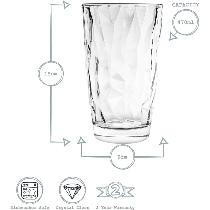 Набор из 6 стаканов 0,47 л Diamond Bormioli Rocco