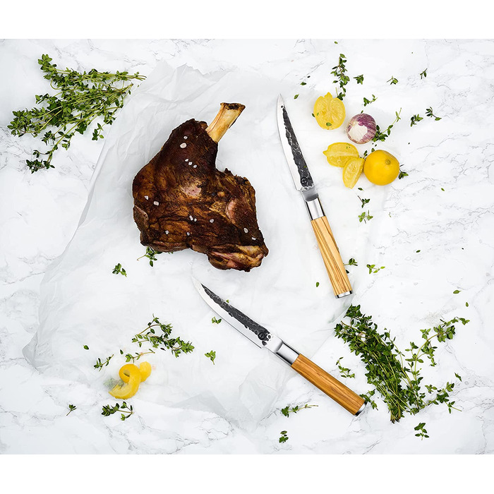 Набор кованых ножей для стейка Forged, 4 предмета, из оливкового дерева и японсокой нержавеющей стали, ручная работа, в деревянной коробке