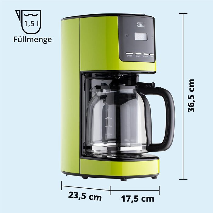 KHG Кофемашина капельная на 12 чашек 1,5 л сталь/стекло/пластик Lime KHG