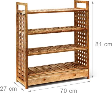 Деревянная полка для обуви с ящиком 81 x 70 x 27 см Relaxdays