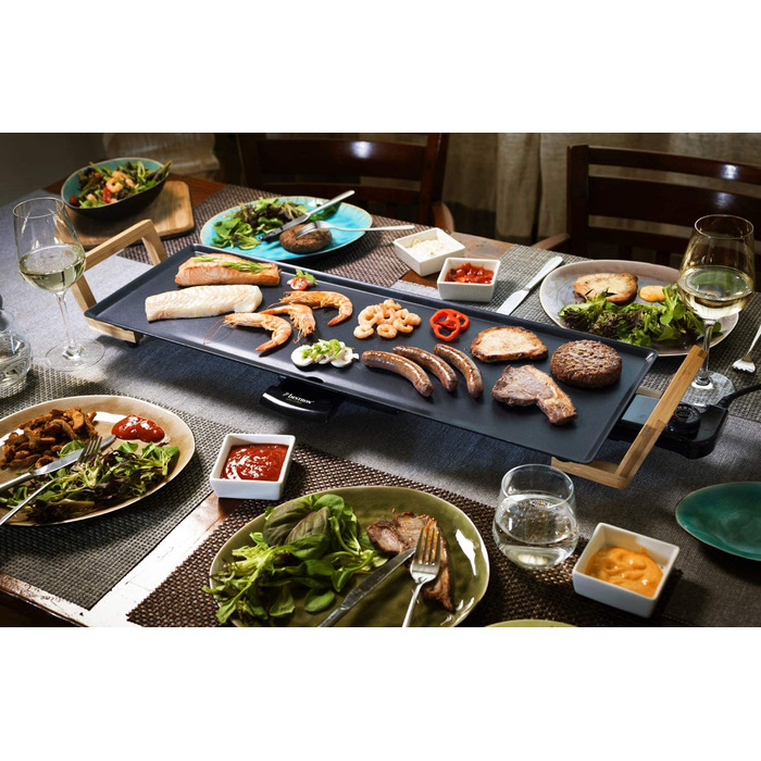 Настольный гриль Bestron Teppanyaki Grill / 1800 Вт / 70 x 23 см / антипригарное покрытие / бамбук