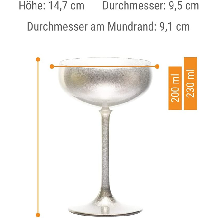 Набор бокалов для шампанского 200 мл 6 предметов серебристый Elements Lausitz Stölzle