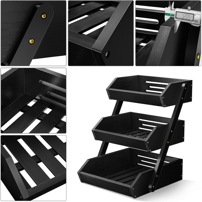 Бамбуковая этажерка для фруктов 41,3 см Black G.a HOMEFAVOR