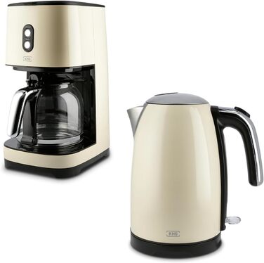 Кофемашина и электрочайник 2 предмета Cream Retro Vintage KHG