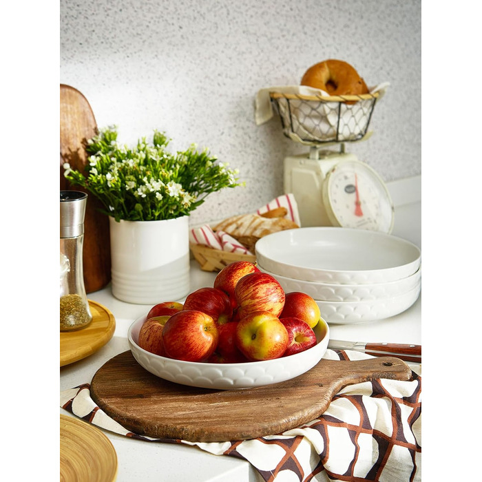 Набор фарфоровых тарелок для пасты 25,4 см 4 предмета White DOWAN