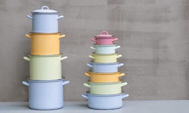 Кастрюля 3 л 18 см, эмалированная, голубая Riess 0272-006