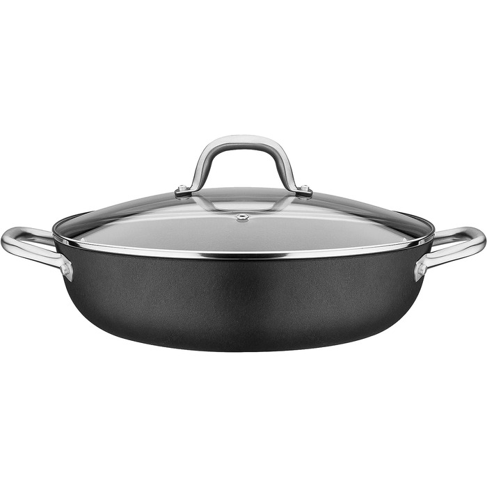 Сковорода сервировочная чугунная с крышкой 30 см GSW