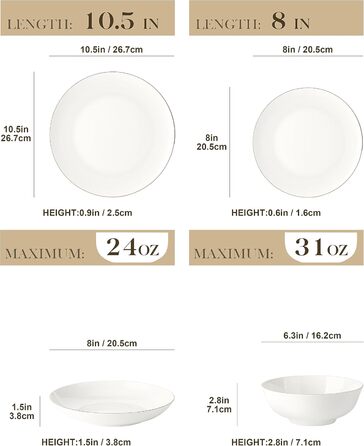 Набор посуды из костяного фарфора из 16 предметов Goldrand JERA Series MALACASA