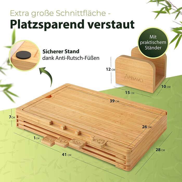 AMBIAVO Набор из 4 разделочных досок 43 х 31 см бамбук AMBIAVO