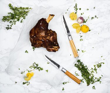 Набор кованых ножей для стейка Forged, 4 предмета, из оливкового дерева и японсокой нержавеющей стали, ручная работа, в деревянной коробке