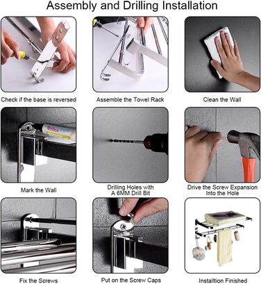 Вешалка для полотенец 58 см с крючками ‎HONPHIER