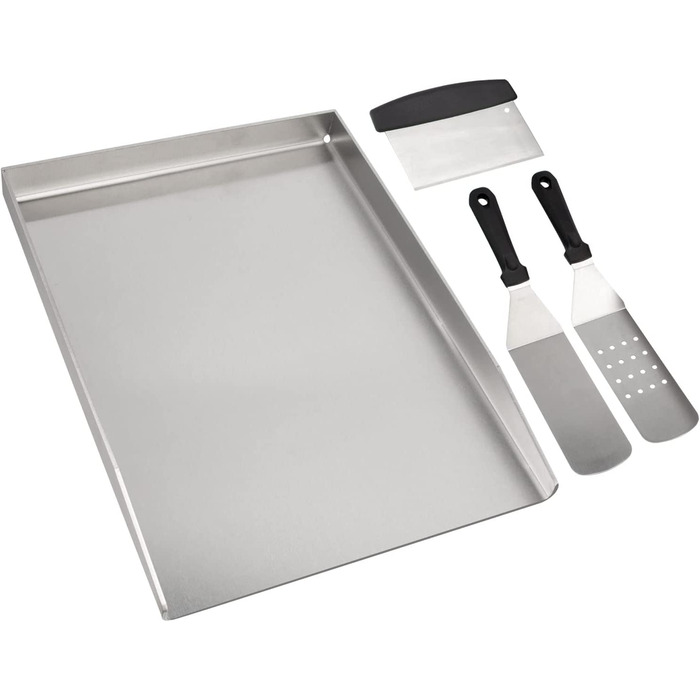 Пластина для гриля WELL GRILL 30x40 см из нержавеющей стали с набором лопаток для гриля