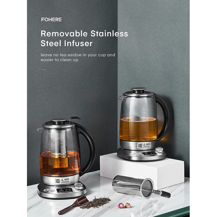 Электрочайник с регулировкой температуры 1,7 л 2200 Вт FOHERE