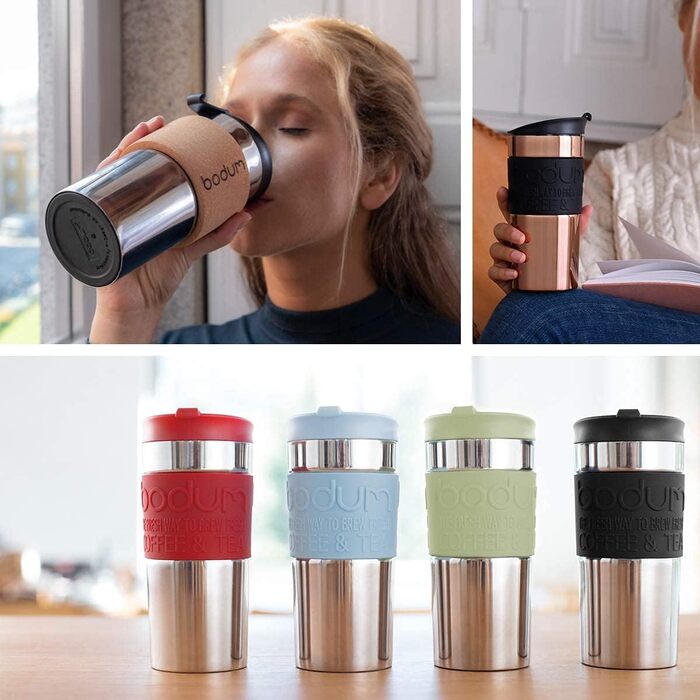 Кружка хромированная 0,35 л Black Travel Mug Bodum