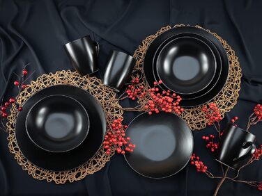 Столовый сервиз из керамогранита на 4 человека 16 предметов Black Matt 25833 CreaTable