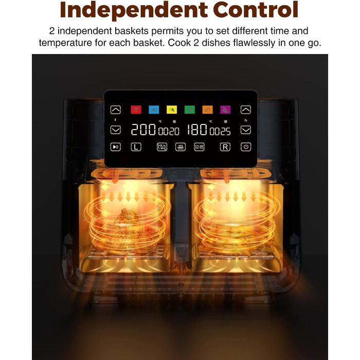 Двухзонная фритюрница JOYAMI XXL / 7,6 л / 6 программ / 2850 Вт