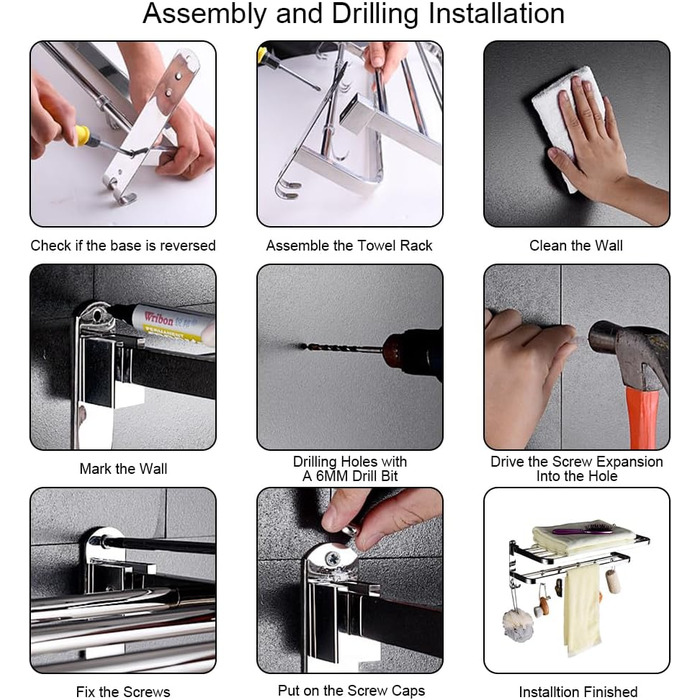 Вешалка для полотенец 58 см с крючками ‎HONPHIER