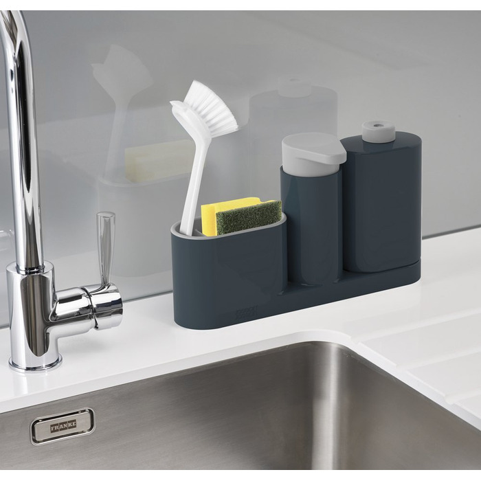 Органайзер для раковины с дозатором для мыла серый SinkBase Sink Tidy Set Joseph Joseph