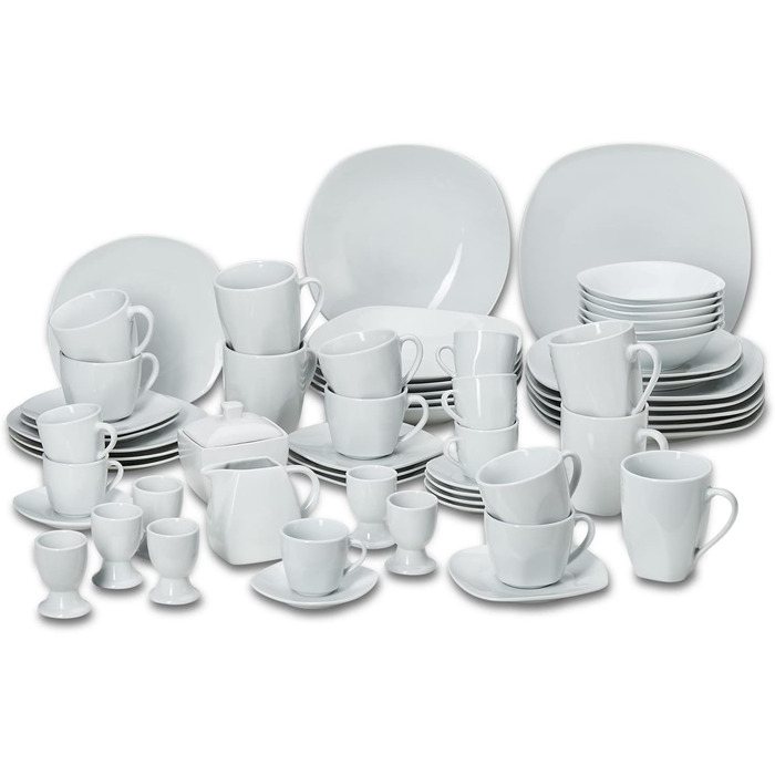 Комбинированный сервиз на 6 персон 62 предмета White KHG
