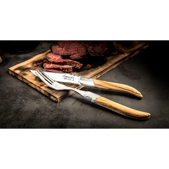 Набор вилок для стейка с футляром 6 предметов Olive Wood Luxury Line Laguiole