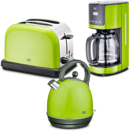 KHG Набор техники для кухни из кофеварки, электрочайника и тостера Green KHG
