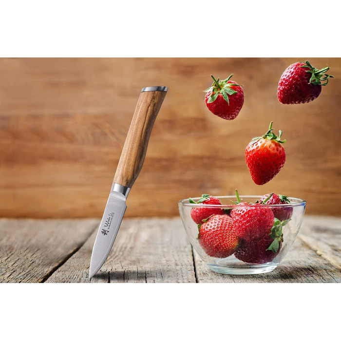 Профессиональный нож с дамасской стали с ручкой из оливкового дерева Wakoli