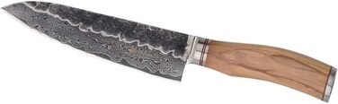 Нож из дамасской стали с ручкой из оливкового дерева 17 см 67 слоев Wakoli Olive серии HS