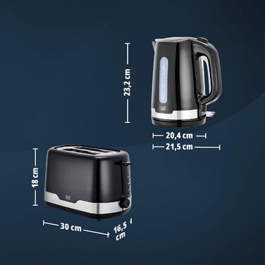 KHG Набор из тостера на 2 ломтика и электрочайника 1,7 л Black KHG