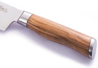 Высококачественный профессиональный нож с ручкой из оливкового дерева с дамасским лезвием Wakoli