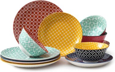 Набор керамической посуды 12 предметов Colourful Flowers DOWAN