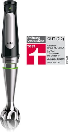 Ручной блендер Braun MultiQuick 7 MQ 7035X / 1000 Вт / 3 предмета / измельчитель 500 мл / стакан 600 мл / нержавеющая сталь