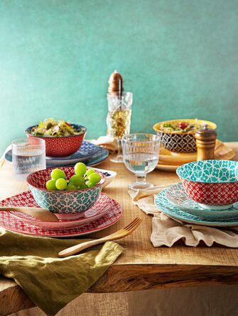 Набор керамической посуды 12 предметов Colourful Flowers DOWAN