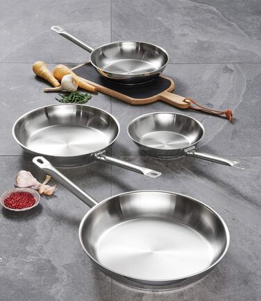 Сковорода 24 см нержавеющая сталь серебро Industar Gastrosus