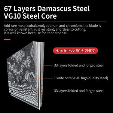 Поварской нож Wolfblood XL из 67 слоев дамасской стали, 32 см