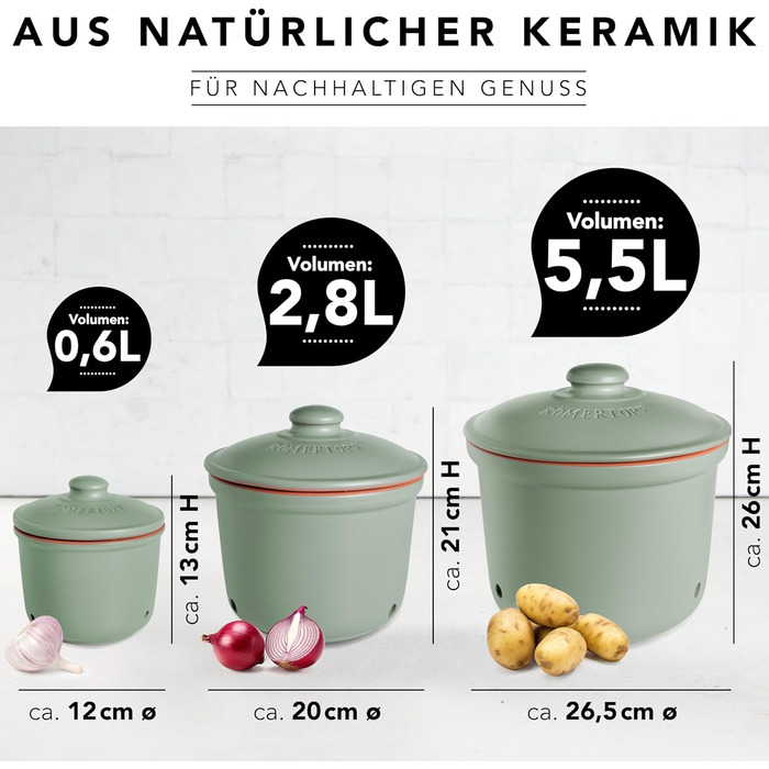 Набор горшков для хранения 3 предмета Green Römertopf