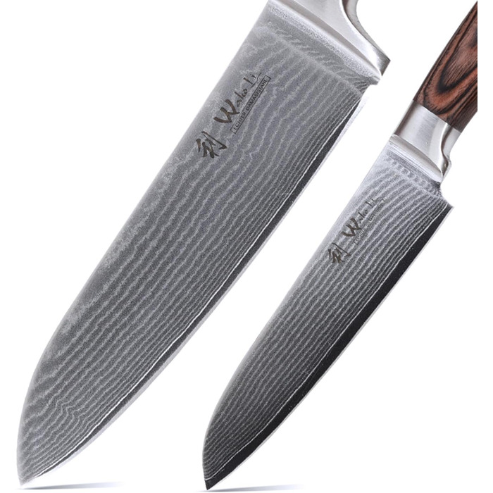 Поварской набор из 2 кухонных ножей из дамасской стали Pakka Wood Edib Wakoli