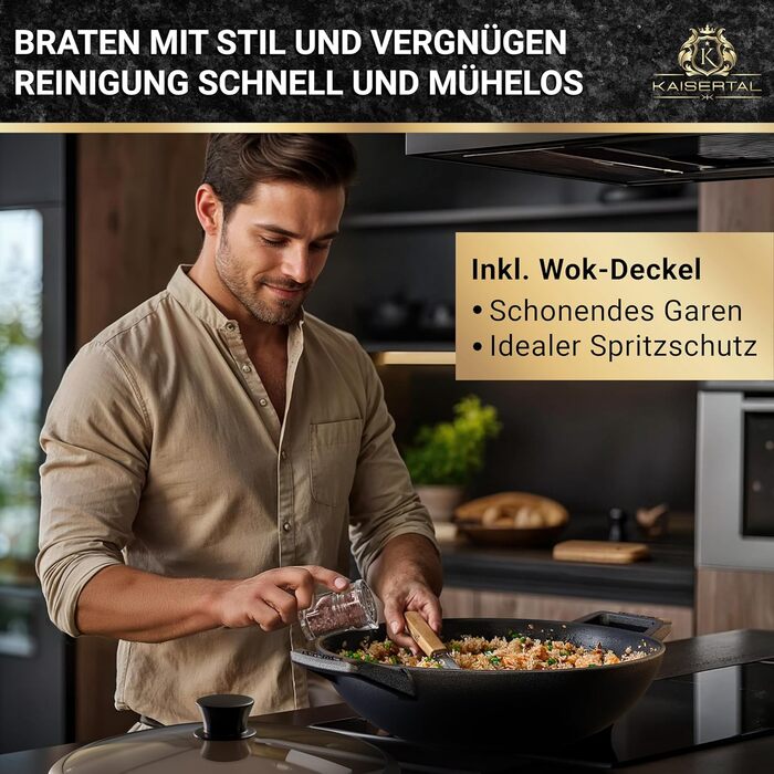 KAISERTAL Вок-сковорода с крышкой 32 х 9 см/4,6 л чугун KAISERTAL