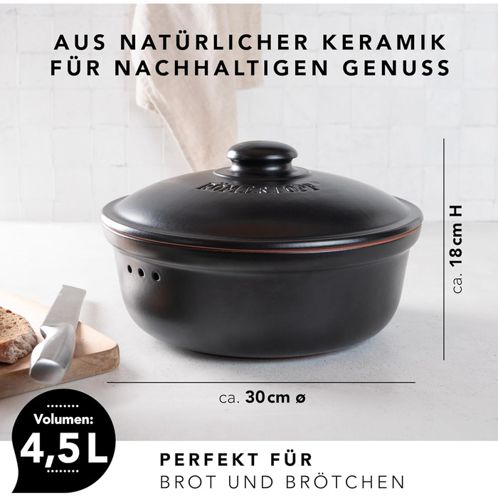 Хлебница 30 см Black Römertopf