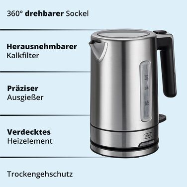 KHG Электрочайник 1 л нержавеющая сталь/пластик WK-105 ES KHG