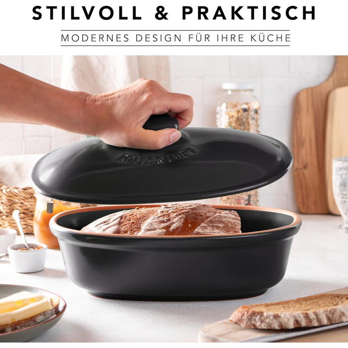 Хлебница 29,5 х 20,5 х 16,5 см Black Medi Oval Römertopf