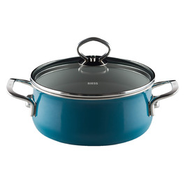 Кастрюля со стеклянной крышкой Ø 24см, АКВАМАРИН СИНИЙ Riess