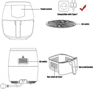 Фритюрница CONOYAR XXL AF336 / 4,5 л / 1300 Вт / 8 программ