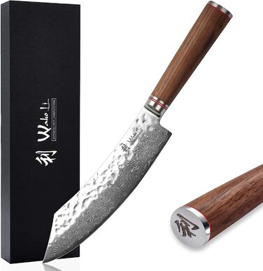 Профессиональный поварской нож из настоящей дамасской стали и рукояткой из оливкового дерева 20 см Wakoli