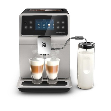 Кофемашина на 2 чашки со вспенивателем молока, серебристо-черная Perfection 760L WMF