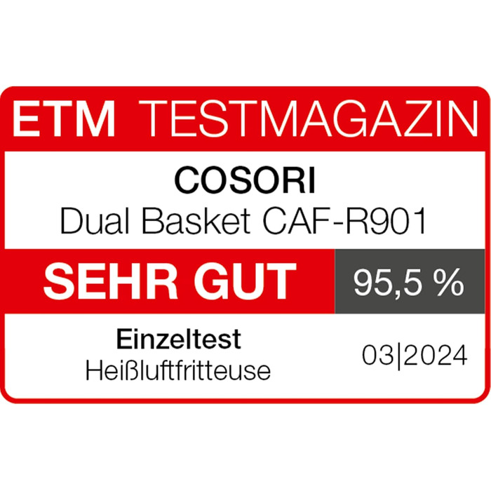 Аэрофритюрница двухкамерная 8,5 л 1800 Вт Balck XXL COSORI