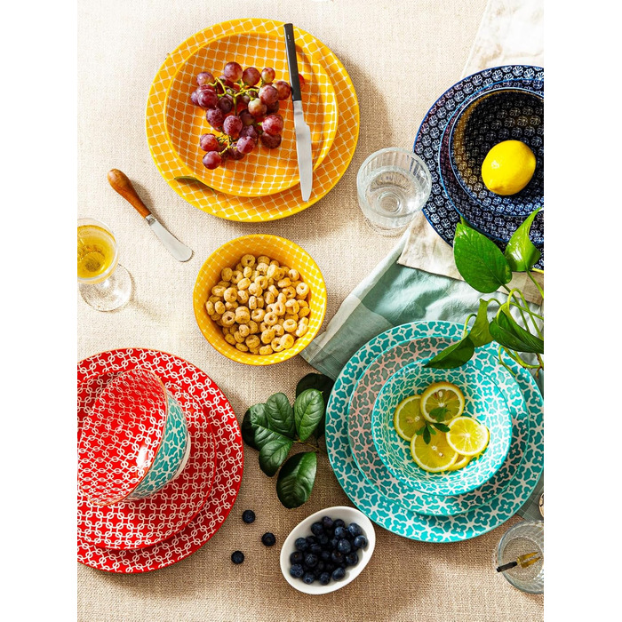 Набор керамической посуды 12 предметов Colourful Flowers DOWAN