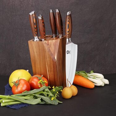 Набор ножей WILDMOK из 7 предметов, набор ножей шеф-повара из немецкой стали, драгоценная ручка Pakkawood для набора блоков кухоннх ножей