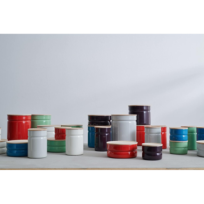 Баночка для хранения с деревянной крышкой 1.35 л, эмалированная, зеленая ‎Riess ‎2174-202